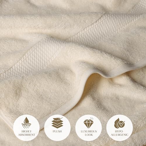 SUPERIOR Egyptian Cotton Ultra Plush & Absorbent, 12 Piece Set, Cream