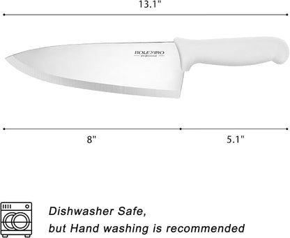 8 inch Japanese High Carbon Stainless Steel Chef Knife, Professional Extra Sharp Wide Cook Knife with Non-slip Ergonomic Handle, for Kitchen Home Restaurant