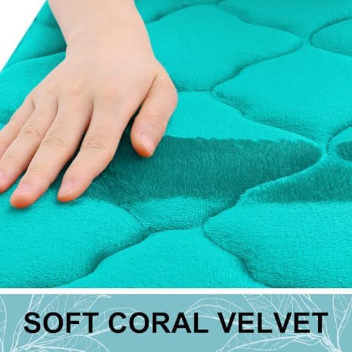 OLANLY Memory Foam Bath Mat Rug 44x24, Ultra Soft Bathroom Rugs, Teal