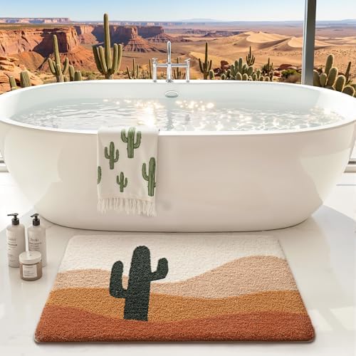 LUMI Cactus Bathroom Rug 24x43 Soft Absorbent Bath Mat, Non Slip