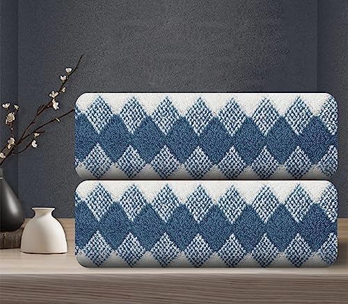 2Pcs Hand Towel 16"x31" Towel Set for Bathroom,Highly Absorbent Quick Dry Face Towel for Daily Use,Soft Microfiber Multipurpose Kitchen Hand Towel Set Collection for Hotel Spa Gym,Blue