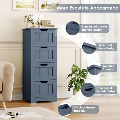 FOTOSOK Bathroom Storage Cabinet with 4 Drawers, Small Bathroom Cabinet