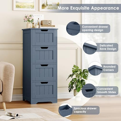 FOTOSOK Bathroom Storage Cabinet with 4 Drawers, Small Bathroom Cabinet