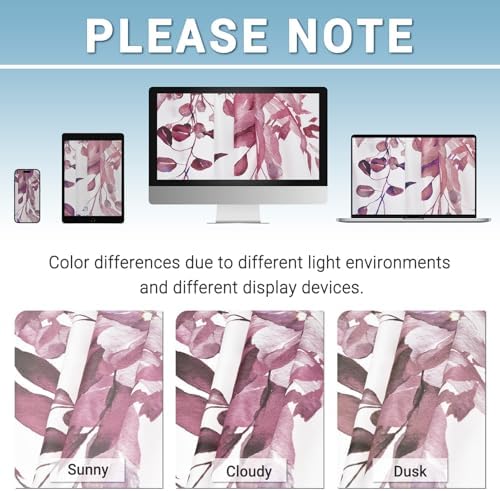 WITHLOC No Hook Shower Curtain with Liner, Eucalyptus Burgundy, 71x74