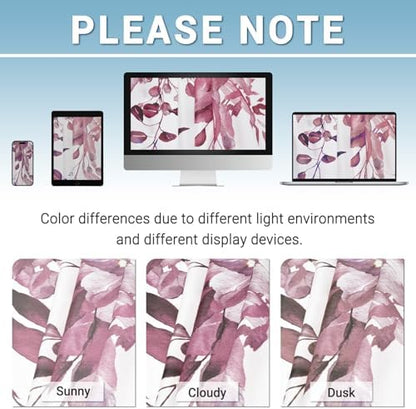WITHLOC No Hook Shower Curtain with Liner, Eucalyptus Burgundy, 71x74