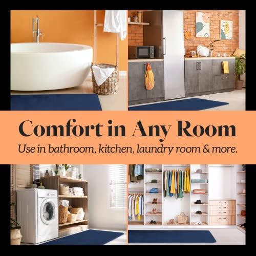 Memory Foam Bath Mat Non Slip Absorbent Super Cozy Velvet Bathroom Rug Carpet (22 inches X 36 inches, Navy)