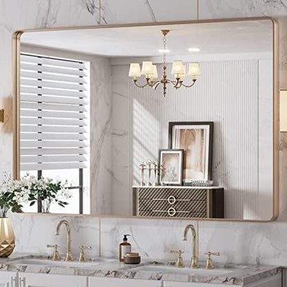 LOAAO 48"X32" Gold Bathroom Mirror