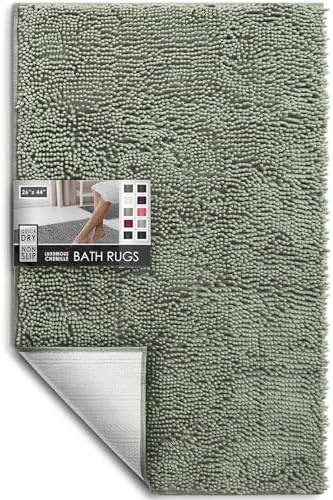 Hearth & Harbor Bathroom Rugs, Chenille Bath Mat - Machine Washable Bath Mats for Bathroom Non-Slip Backing Rubber, Quick Dry Bathroom Mat