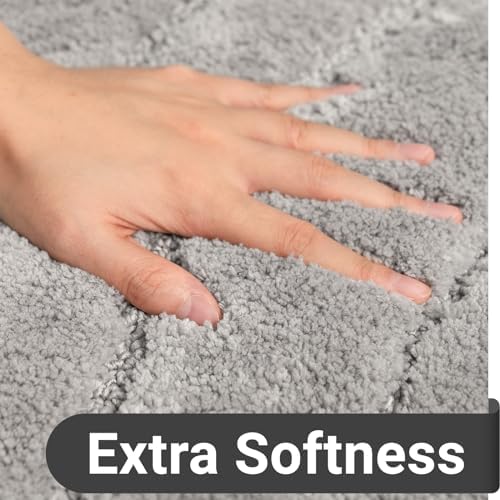 DEXDE Bathroom Rugs 20x32 Non Slip Bath Mats for Floor Shower Tub Grey