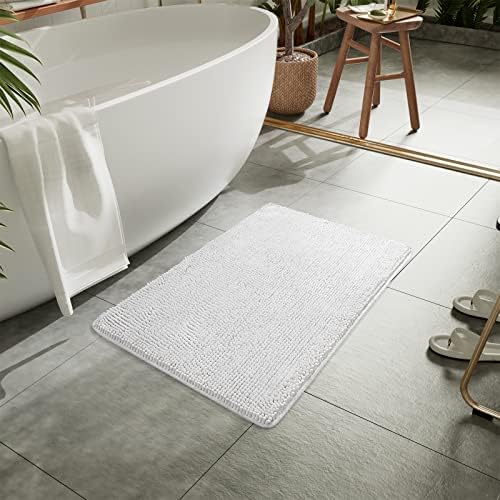 LOCHAS Luxury Bathroom Rug Shaggy Bath Mat 24 x 36 Inch, White