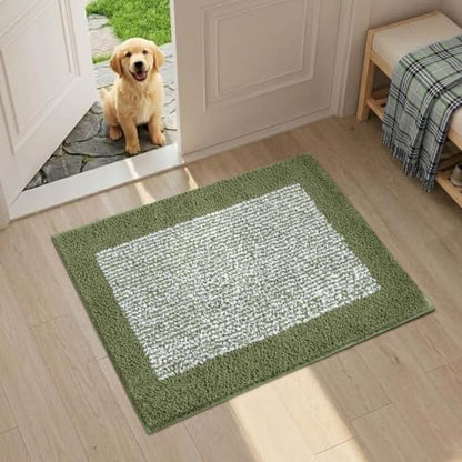 Bathroom Rugs 24x17 Non Slip Washable, Soft Absorbent Bath Mat Olive Green