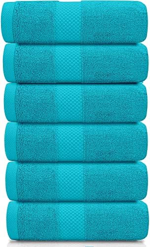 White Classic Luxury Aqua Hand Towels - Soft 100% Turkish Cotton | Highly Absorbent Hotel spa Bathroom Towel Collection | 16x30 Inch | Set of 6