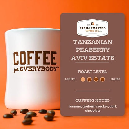 Fresh Roasted Coffee, Tanzanian Peaberry Drip Ground Coffee, Light Roast, Kosher, 12 oz