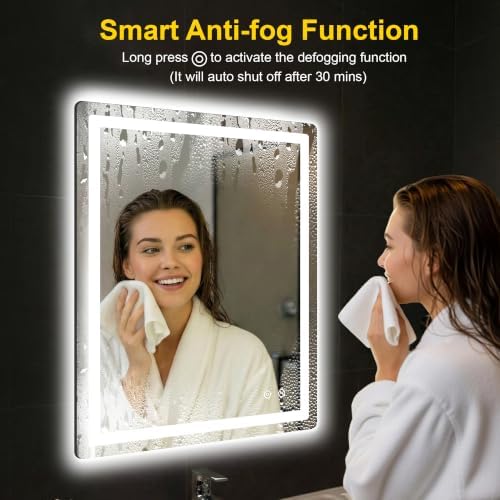 LED Bathroom Mirror with Lights, 30"x36" Lighted Vanity Mirror for Wall