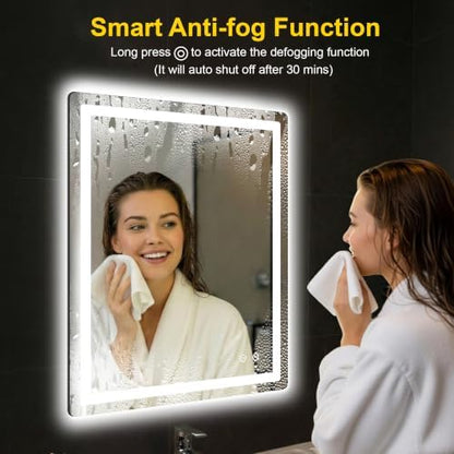 LED Bathroom Mirror with Lights, 30"x36" Lighted Vanity Mirror for Wall