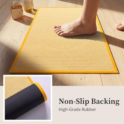 YIHOUSE Yellow Bathroom Rugs Sets 2 Pieces,Thin Bath Mat Quick Dry