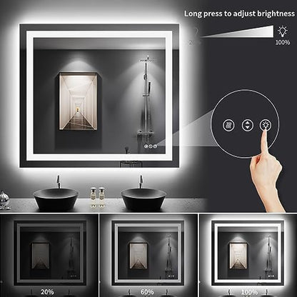 LOAAO 40"X36" LED Bathroom Mirror with Lights, UL Listed