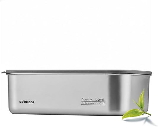 44oz/1300ml Stainless Steel Food Containers,Stainless Steel Containers with Lids,Snack Containers,Lunch Box,Easy Clean,Airtight & Leakproof for Kitchen Storage,Dishwasher Safe,BPA-Free