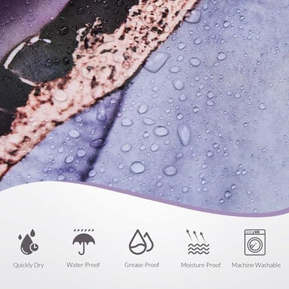 Purple Marble Shower Curtain, Modern Abstract Luxury Purple Gold Ink Texture Watercolor Art Bathroom Curtains Ombre Machine Washable Waterproof Fabric Bathtub Curtain Set with Hooks 72" Wx72 L