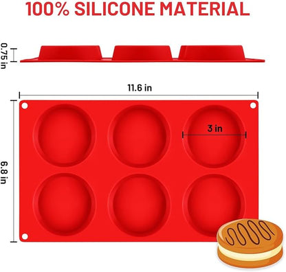 CAKETIME Muffin Top Pan, Silicone Egg Molds for Breakfast Sandwiches 3 Inch Round Silicone Baking Molds for Baking English Muffins, Whoopie Pies, Corn Bread, Egg Bites, Cookie, Tarts 3 Pack
