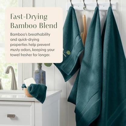 Springtree Home Luxury Bamboo Rayon Bath Towel Set | 6-Piece Set | Teal