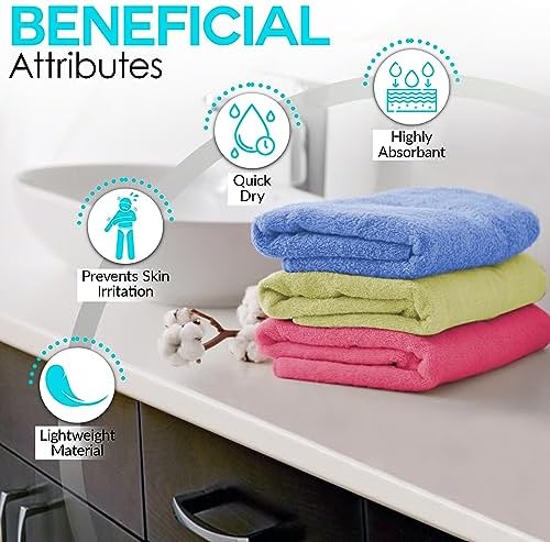 QUBA LINEN 100% Cotton Hand Towel Set – Soft, Absorbent Towels for Bathroom, Kitchen & Gym Use – Durable, Reusable & Machine Washable Towels - Multi-Color, 16 x 28 Inches, Pack of 6