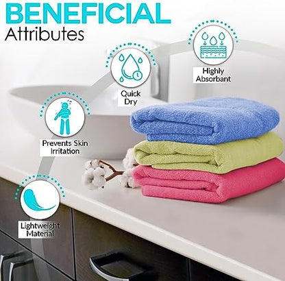QUBA LINEN 100% Cotton Hand Towel Set – Soft, Absorbent Towels for Bathroom, Kitchen & Gym Use – Durable, Reusable & Machine Washable Towels - Multi-Color, 16 x 28 Inches, Pack of 6