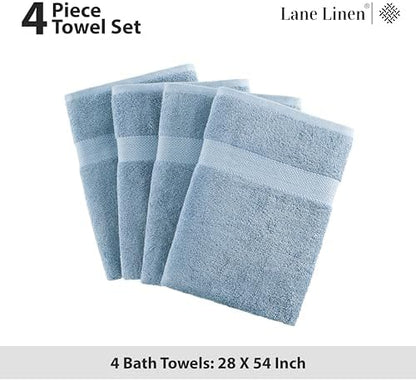 LANE LINEN Towel Set Soft Absorbent Quick Dry 100% Cotton 4 Piece - Allure