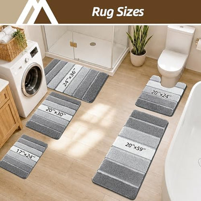 COSY HOMEER Bathroom Rugs 36x24,Ultra Soft Absorbent Bath Mat,Grey