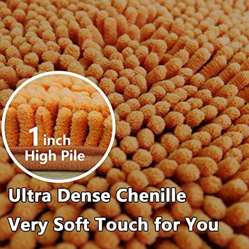 Bathroom Rugs Chenille 3-Piece Extra Soft and Absorbent Shag Bathroom Rugs, Machine Wash Mat, Strong PVC Non-Slip Underside, Plush Carpet Mats (Champagne)