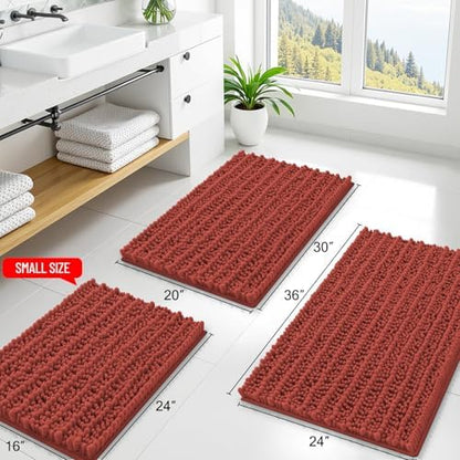 Smiry Bathroom Rugs 36X24, Extra Soft Rubber Backing Chenille Bath Mats