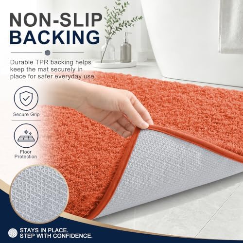 OLANLY Microfiber Bathroom Rugs 36x24, Ultra Soft Absorbent Bath Mat, Coral