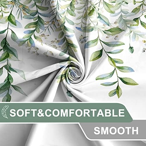AWERT Green Mixed Light Blue Plant Shower Curtain with 12 Hooks Decorative Sage Green Shower Curtain for Bathroom Waterproof Fabric 72x78inc