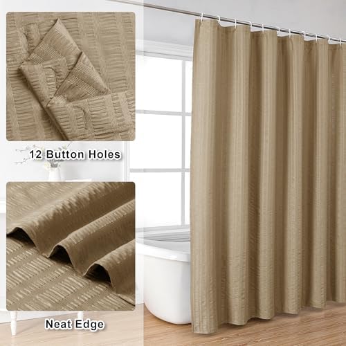 Aiyufeng Taupe Shower Curtain for Bathroom, Embossed Textured Fabric Shower Curtain for Bathroom - Soft Cloth & Hotel Spa, Machine Washable, 72X84,Taupe