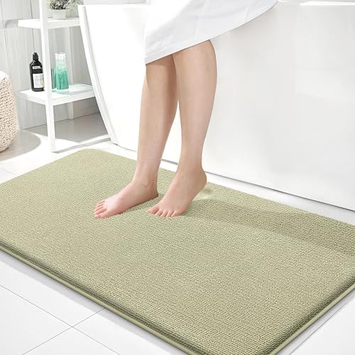 OLANLY Memory Foam Bathroom Runner Rugs 44x24, Absorbent Long Mat, Vanilla