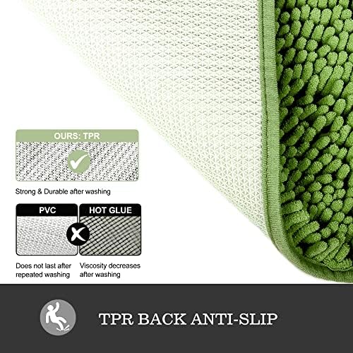 Yeaban Chenille Forest Green Bathroom Runner Rug 17"x47"