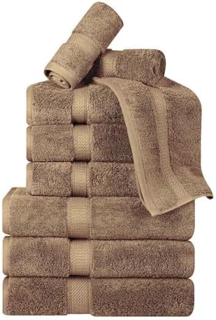 Superior Egyptian Cotton 800 GSM Plush & Absorbent, 9 Piece Set, Latte