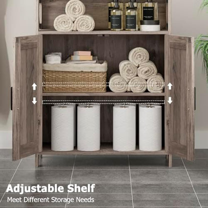 Homhedy Farmhouse Bathroom Storage Cabinet with Doors, Small Floor Cabinet