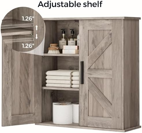 Homleke Bathroom Wall Cabinet, Medicine Cabinet with Adjustable Shelves