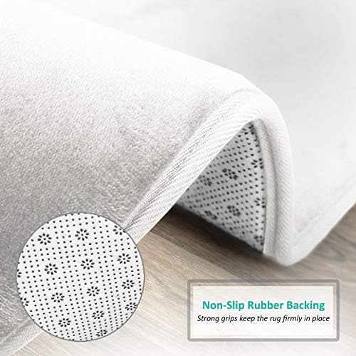 Clara Clark 2 Piece Bathroom Rugs Bath Mat Set, Velvet Memory Foam Bath Mats for Bathroom - Non-Slip, PVC Backing Bath Rugs, Washable - Dries Quickly, White