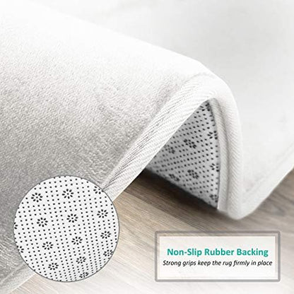 Clara Clark 2 Piece Bathroom Rugs Bath Mat Set, Velvet Memory Foam Bath Mats for Bathroom - Non-Slip, PVC Backing Bath Rugs, Washable - Dries Quickly, White