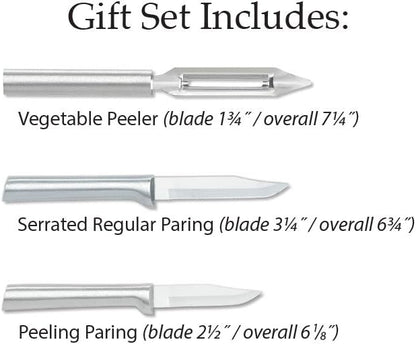Rada Cutlery Kitchen Basics Gift Set (S56), 3-Piece Knife Set, Silver Handle