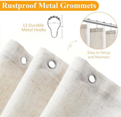 Naturoom Linen Shower Curtain 42x72 Inch for Bathroom Beige 1 Panel