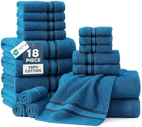 LANE LINEN Towel Set for Bathroom Soft Absorbent Quick Dry - Sea Port