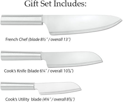 Rada Cutlery Chef Select Gift Set (S57), 3-Piece Knife Set, Stainless Steel Blades, Silver Handle