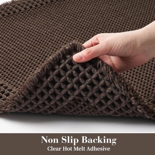 RESARE Waffle Bath Mat for Bathroom Non Slip Bathroom Rugs 20x32 Dark Brown