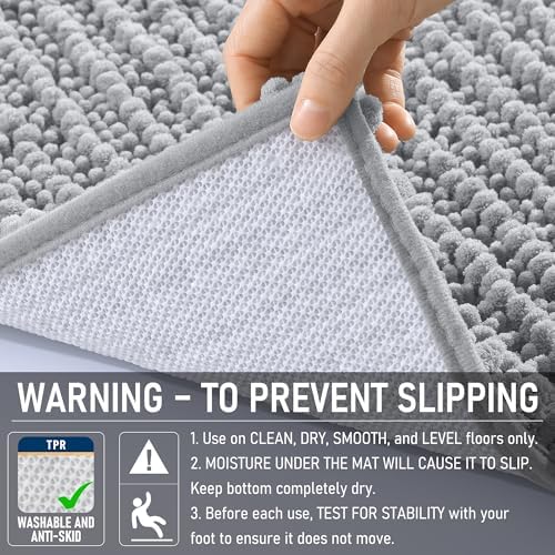 OLANLY Bathroom Rugs 34x21, Thick Soft Absorbent Chenille Bath Rugs