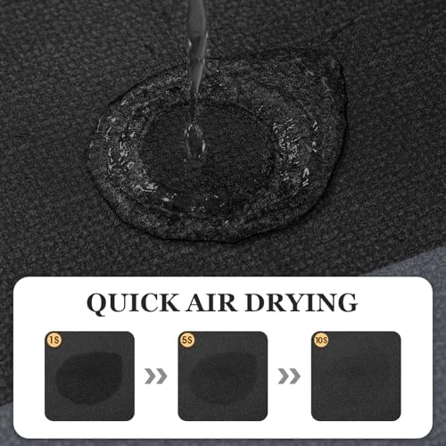 ACCUMTEK Non Slip Bath Mat, Thin Bathroom Rugs Fit Under Door, Quick Dry Bath Mats, Machine Washable Bath Rugs for Bathroom, Bathtub & Kitchen, Bathtub, Black/Bordered/36 x24