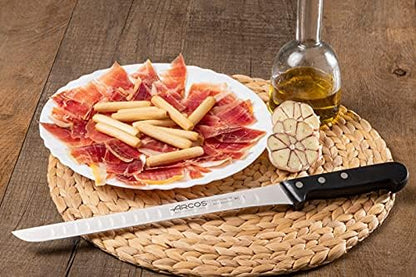 Arcos Carving Knife 11 Inch Stainless Steel. Ham Slicer Knife to Cut Ham and Meat. Ergonomic Polyoxymethylene Handle and 280mm Hollow Blade. Series Universal. Color Black