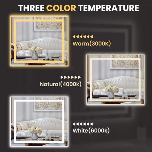 LOAAO 30"X38" LED Bathroom Mirror with Lights, UL Listed